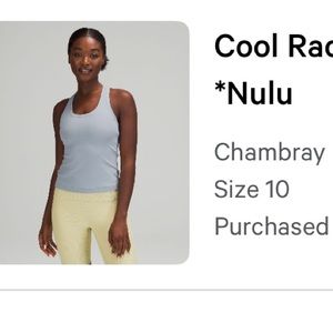 Lululemon tank top in size 10